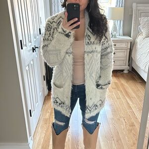 Cozy White and Gray Women's Sweater